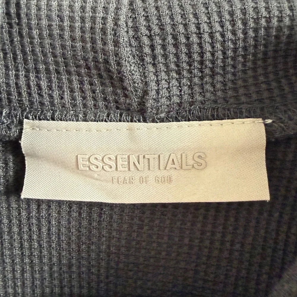 Fear of God Essentials Kids Waffle Henley Hoodie Size 8 Smoke Gray Pullover